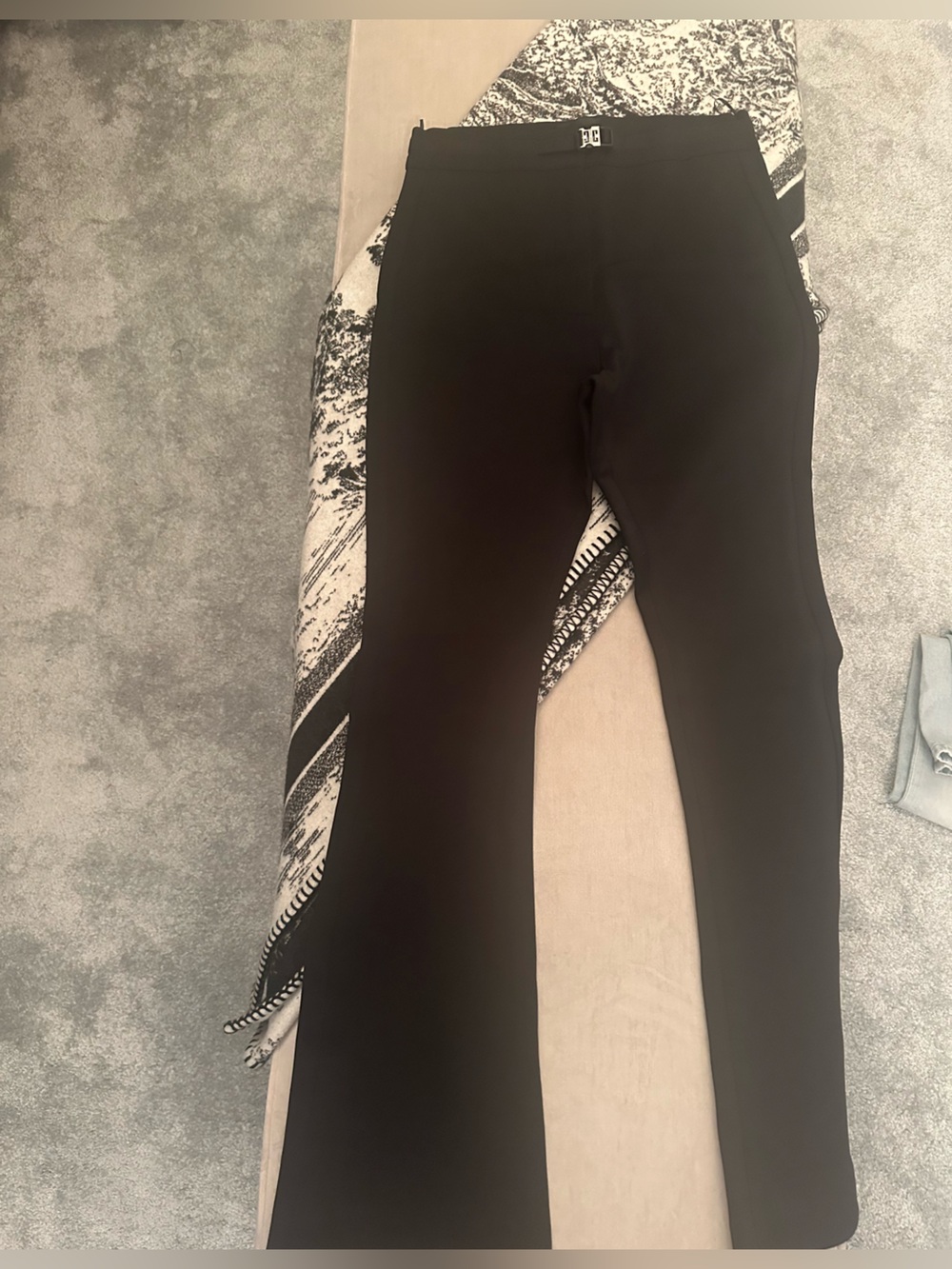 Givenchy Black Ponte Flared Leggings with Logo Waist